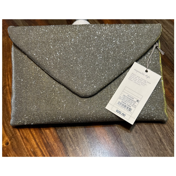 a new day Handbags - Envelope Purse Sparkling Metallic Cloth Color Reflecting 9.5 by 7 in. NWT